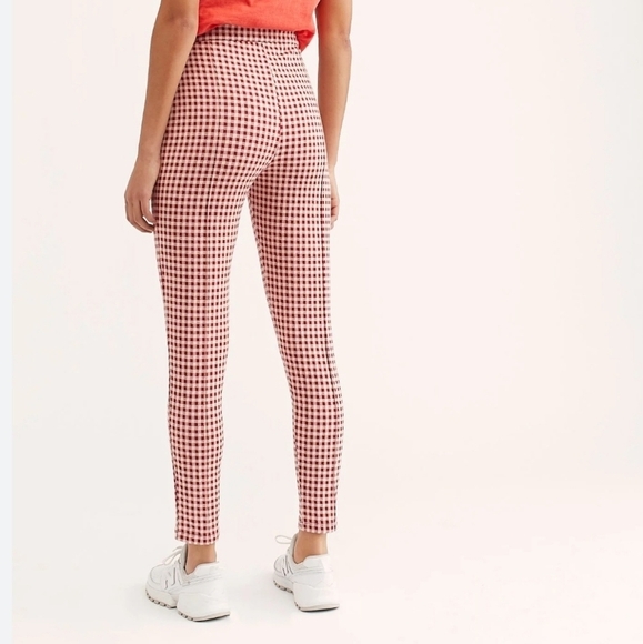 Free People Red and White Checkered Skinny Pants - Picture 2 of 7